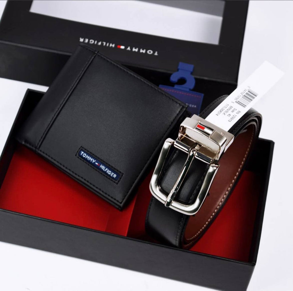 طقم حزام ومحفظة Tommy - Reem Store